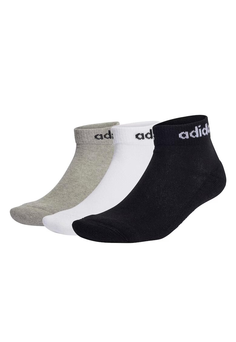 Adidas PERFORMANCE Set de sosete scurte unisex cu logo - 3 perechi - Alb/Negru/Gri