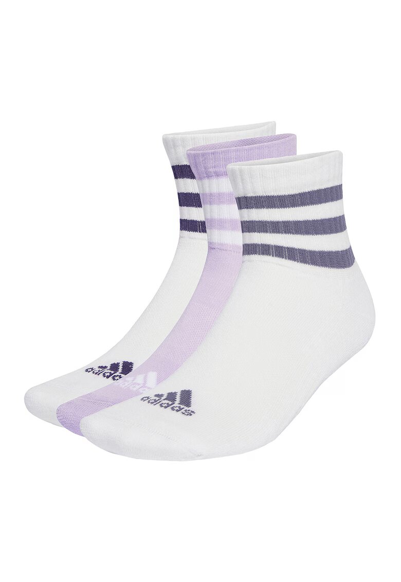 Adidas PERFORMANCE Set de sosete scurte unisex in dungi - 3 perechi - Alb/Lila/Albastru indigo