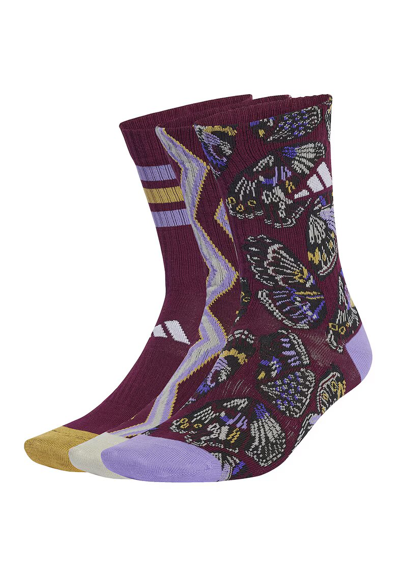 Adidas PERFORMANCE Sosete scurte cu model - 3 perechi - Lila/Violet tyrian