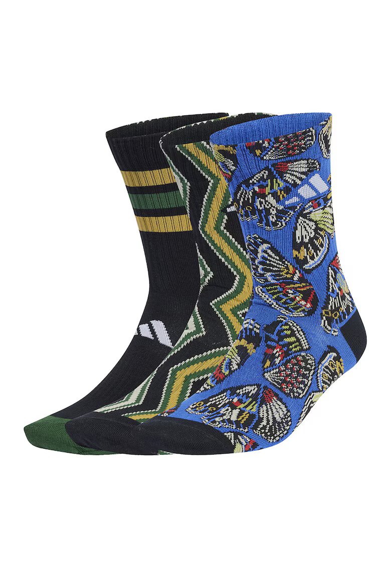 Adidas PERFORMANCE Sosete scurte cu model - 3 perechi - Negru/Galben/Albastru royal