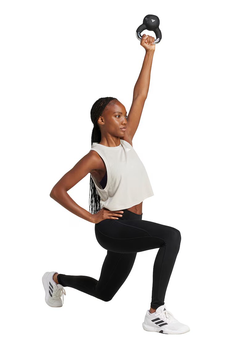 Adidas PERFORMANCE Top crop cu croiala lejera - pentru fitness - Alb optic/Alb murdar