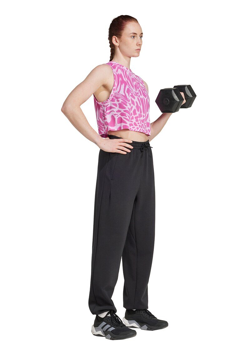 Adidas PERFORMANCE Top crop cu model pentru fitness - Roz pastel/Alb optic