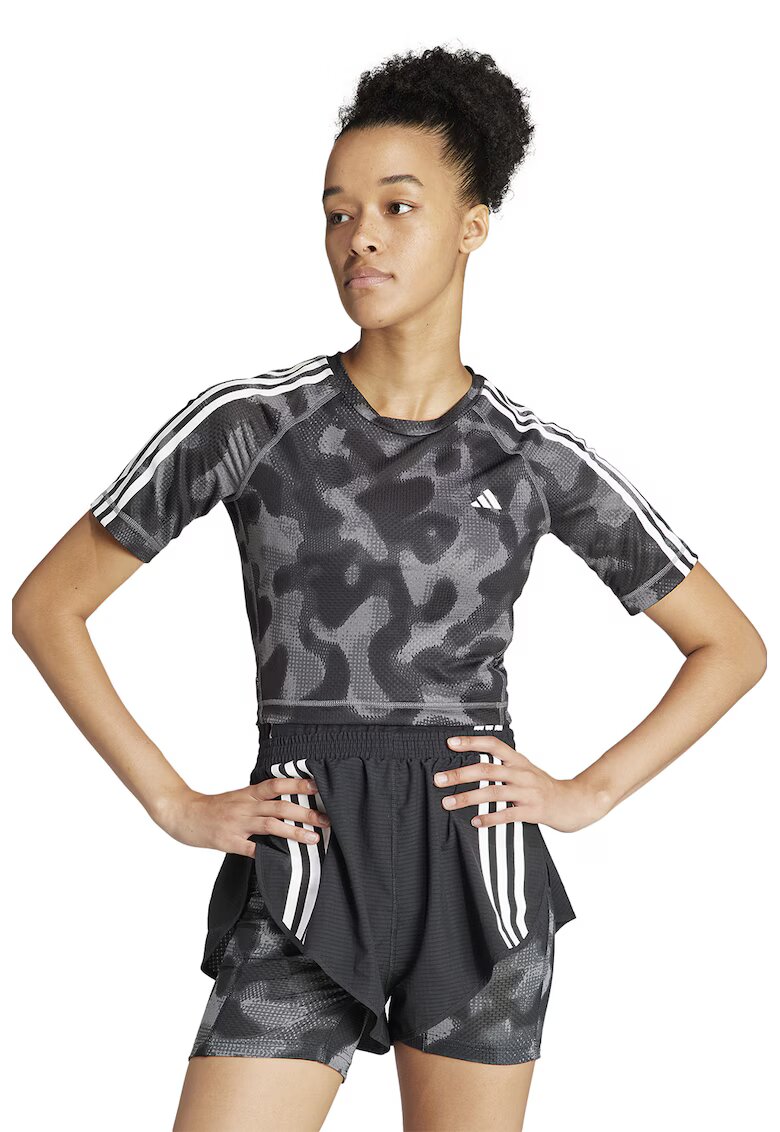 Adidas PERFORMANCE Tricou crop pentru alergare - Negru/Gri inchis