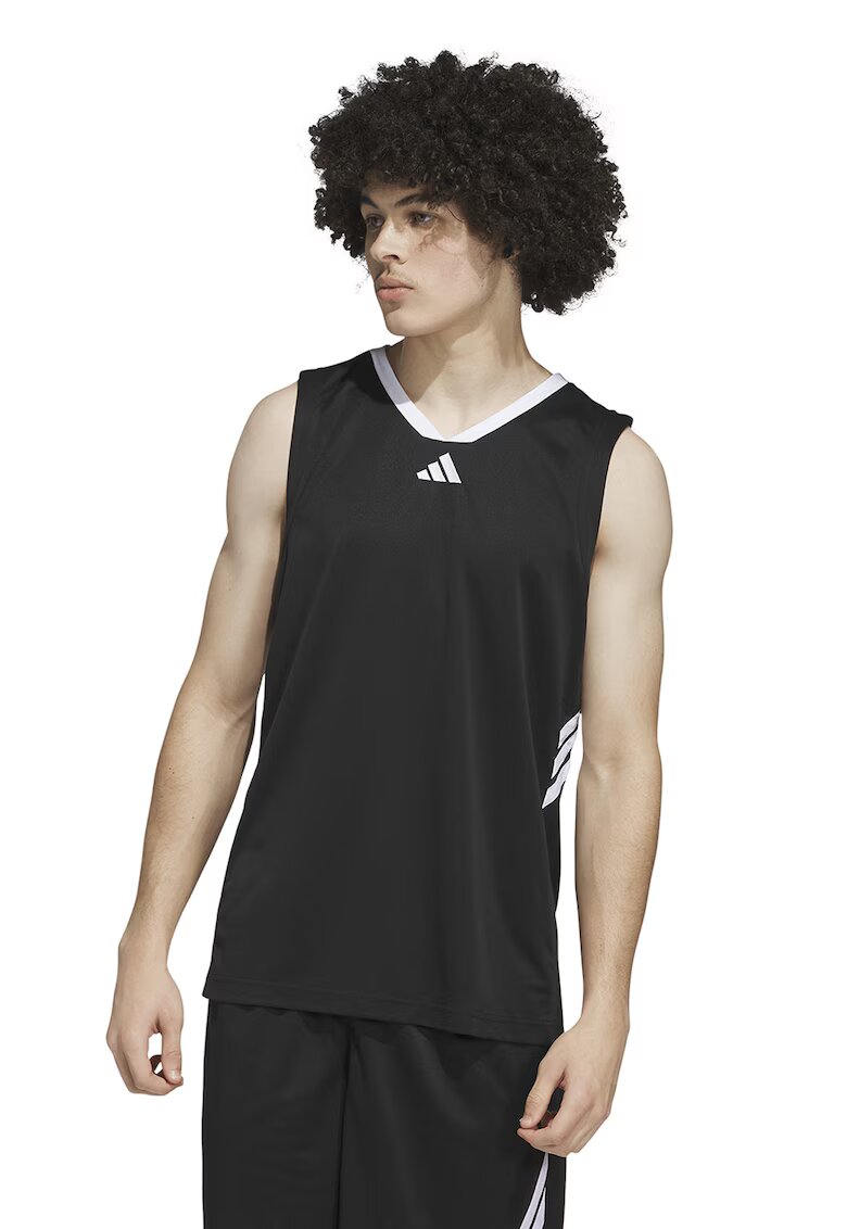 Adidas PERFORMANCE Tricou cu decolteu in V pentru baschet - Alb/Negru