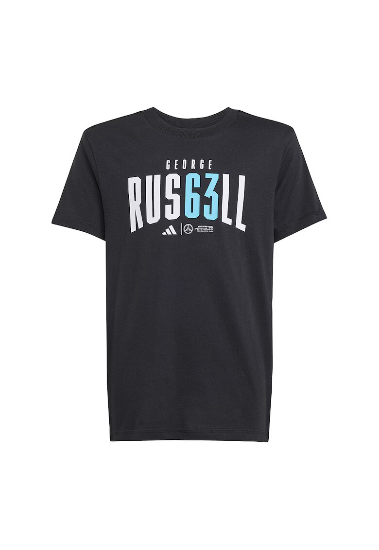 Adidas PERFORMANCE Tricou cu decolteu la baza gatului si imprimeu text - Alb/Negru/Albastru deschis