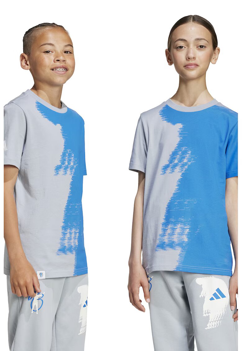 Adidas PERFORMANCE Tricou cu imprimeu abstract pentru fotbal - Alb/Gri deschis/Albastru