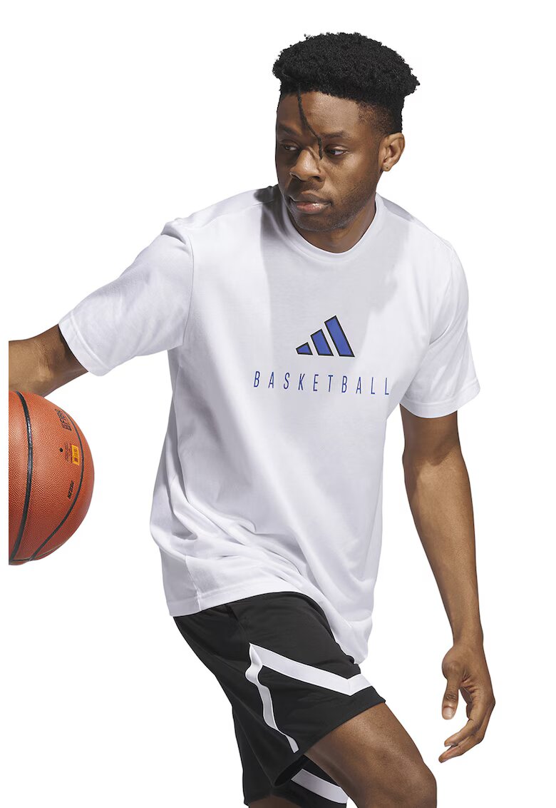 Adidas PERFORMANCE Tricou cu imprimeu logo pentru baschet - Alb