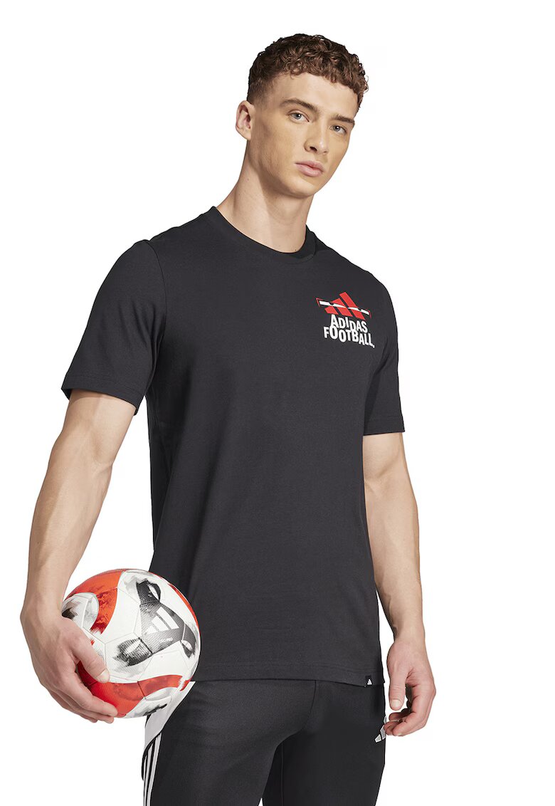 Adidas PERFORMANCE Tricou de bumbac cu logo - pentru fotbal - Alb/Negru