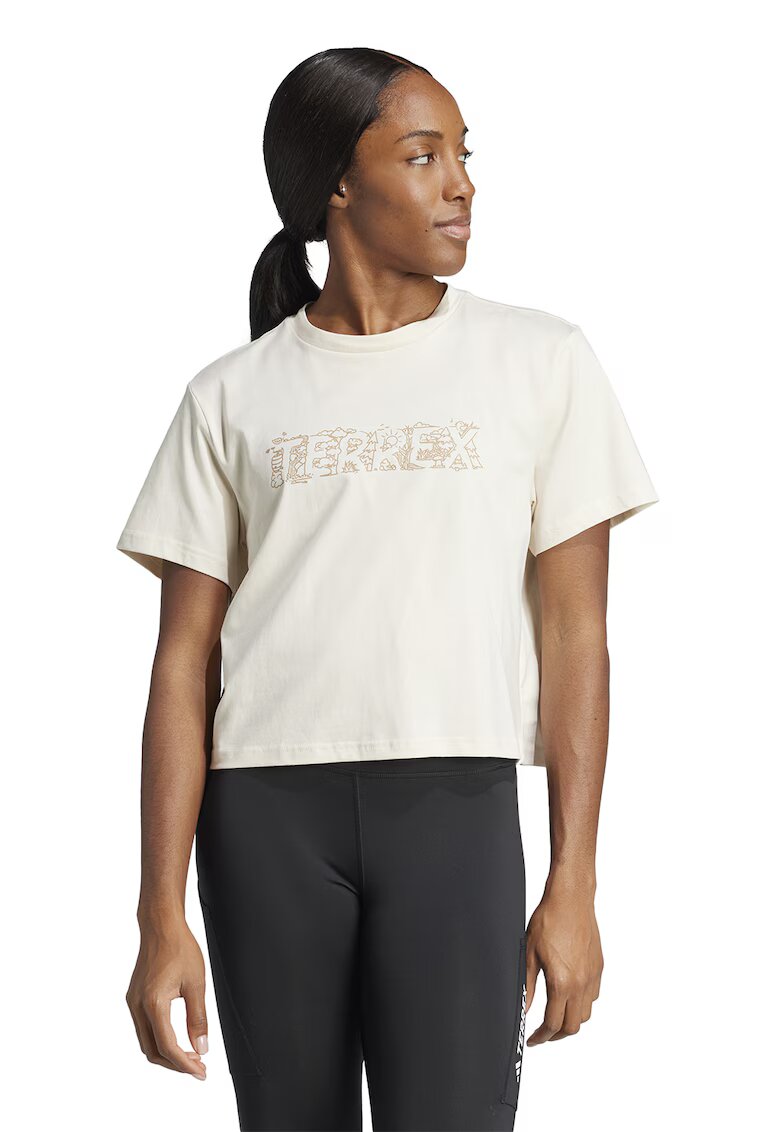 Adidas PERFORMANCE Tricou de bumbac pentru drumetii - Alb murdar