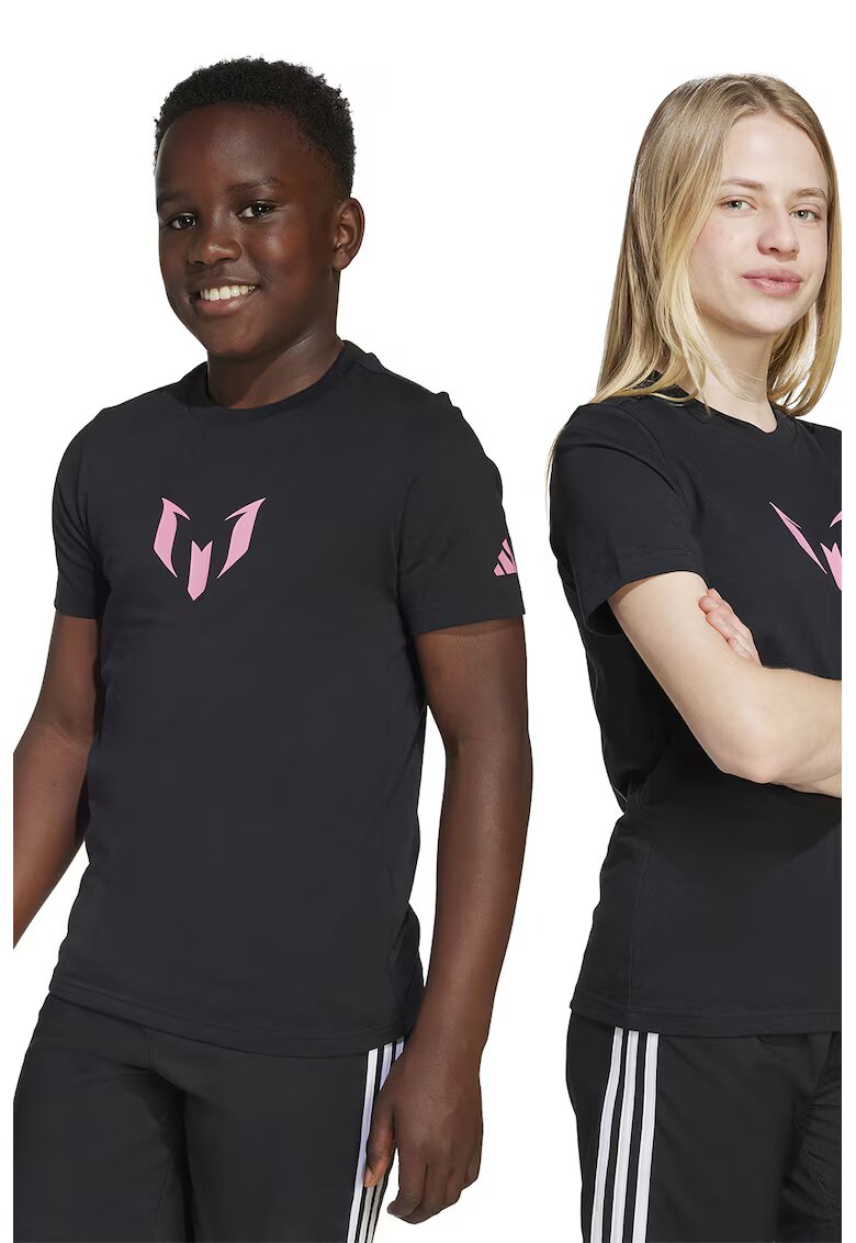 Adidas PERFORMANCE Tricou de bumbac pentru fotbal Messi - Negru/Roz deschis