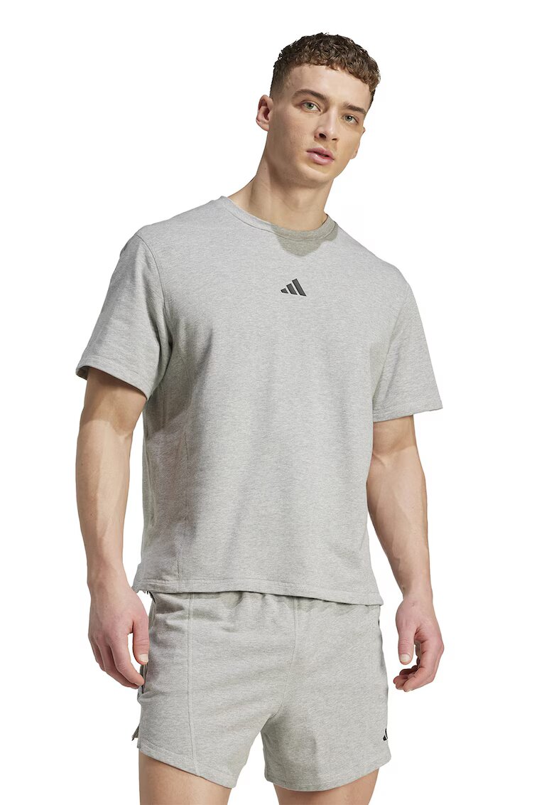 Adidas PERFORMANCE Tricou din amestec de bumbac cu logo - Gri melange