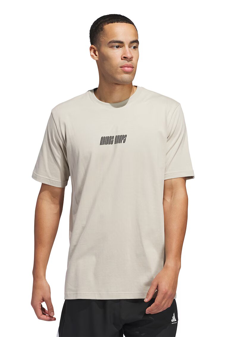Adidas PERFORMANCE Tricou din bumbac pemtru baschet - Negru/Portocaliu mandarina/Crem
