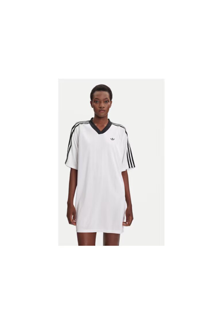 adidas Rochie scurta din poliester cu dungi contrastante si logo