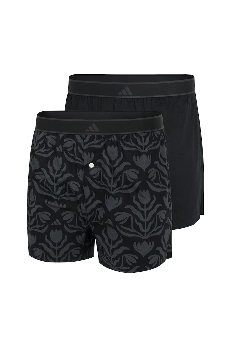 adidas Set de boxeri cu logo - 2 perechi - Negru/Gri