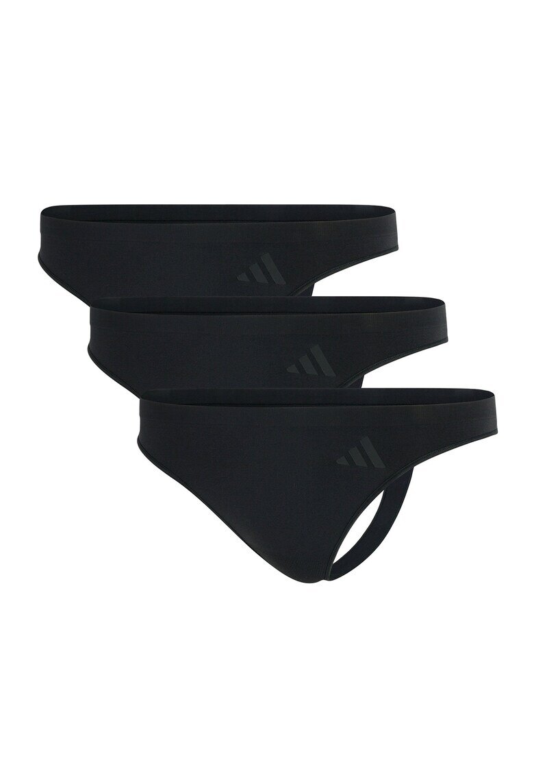 adidas Set de chiloti tanga cu imprimeu logo discret - 3 perechi - Negru