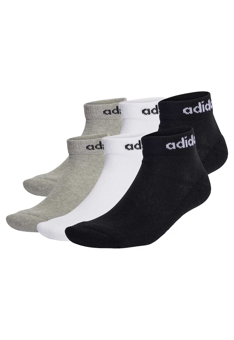adidas Set de sosete pana la glezna unisex - 6 perechi - Alb/Negru/Gri