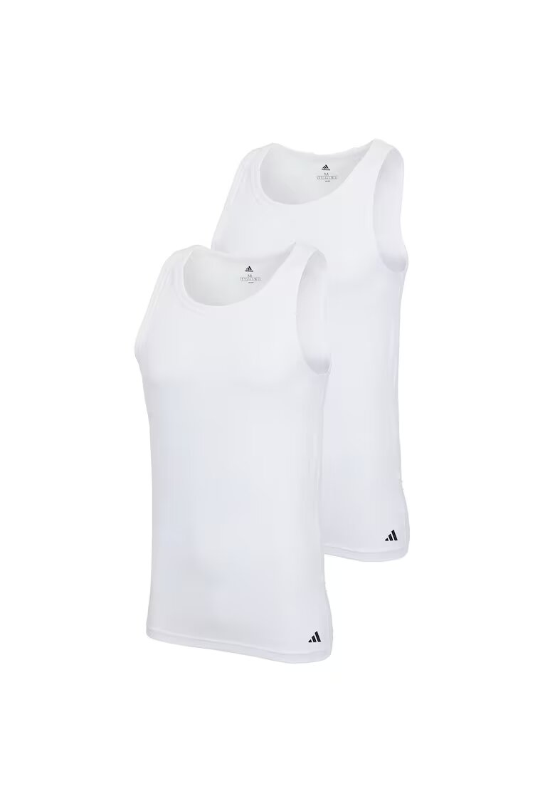 adidas Set de topuri slim fit cu logo - 2 piese - Alb