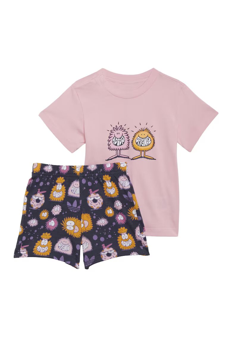 adidas Set tricou&pantaloni scurti din bumbac cu imprimeu grafic -