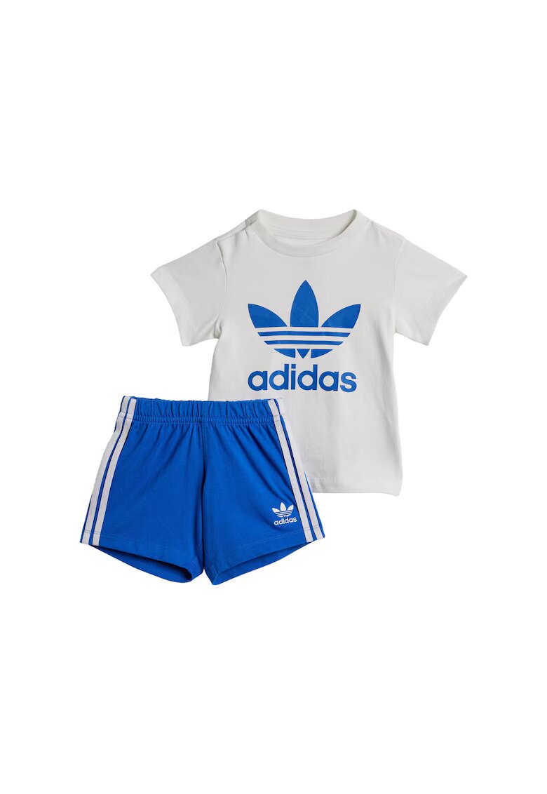 adidas Set tricou si pantaloni scurti baiat alb/albastru