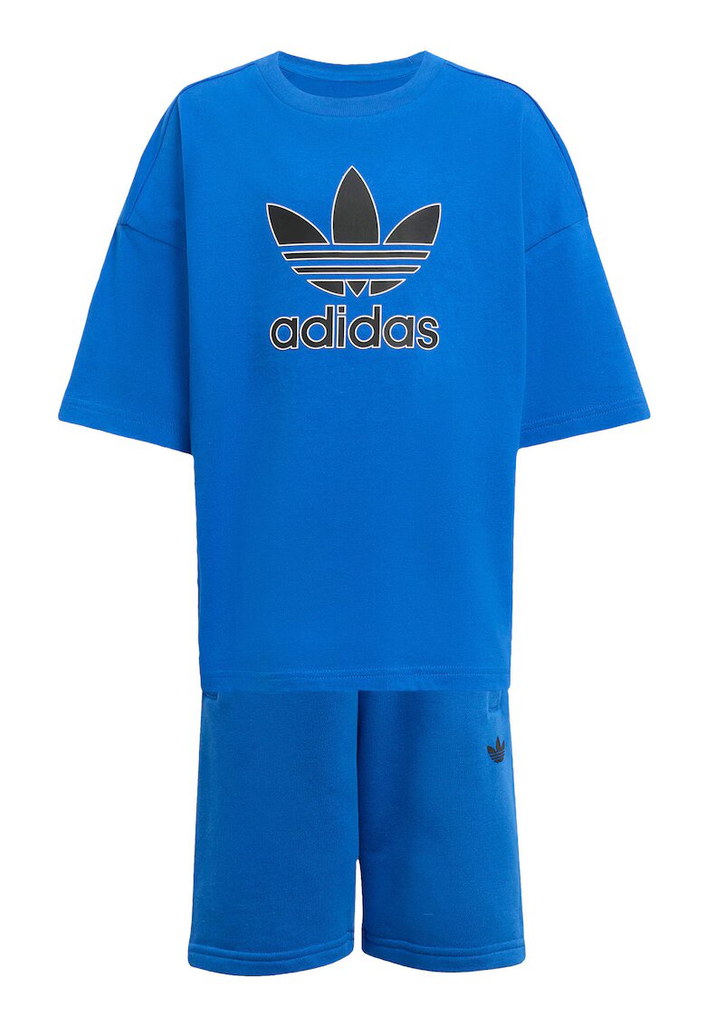 adidas Set tricou si pantaloni scurti cu snur in talie si logo pe piept