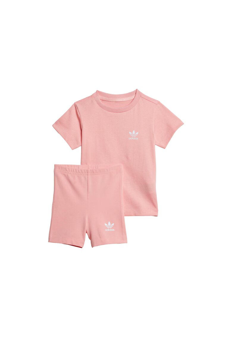 adidas Set Tricou si Pantaloni Scurti fete - roz -