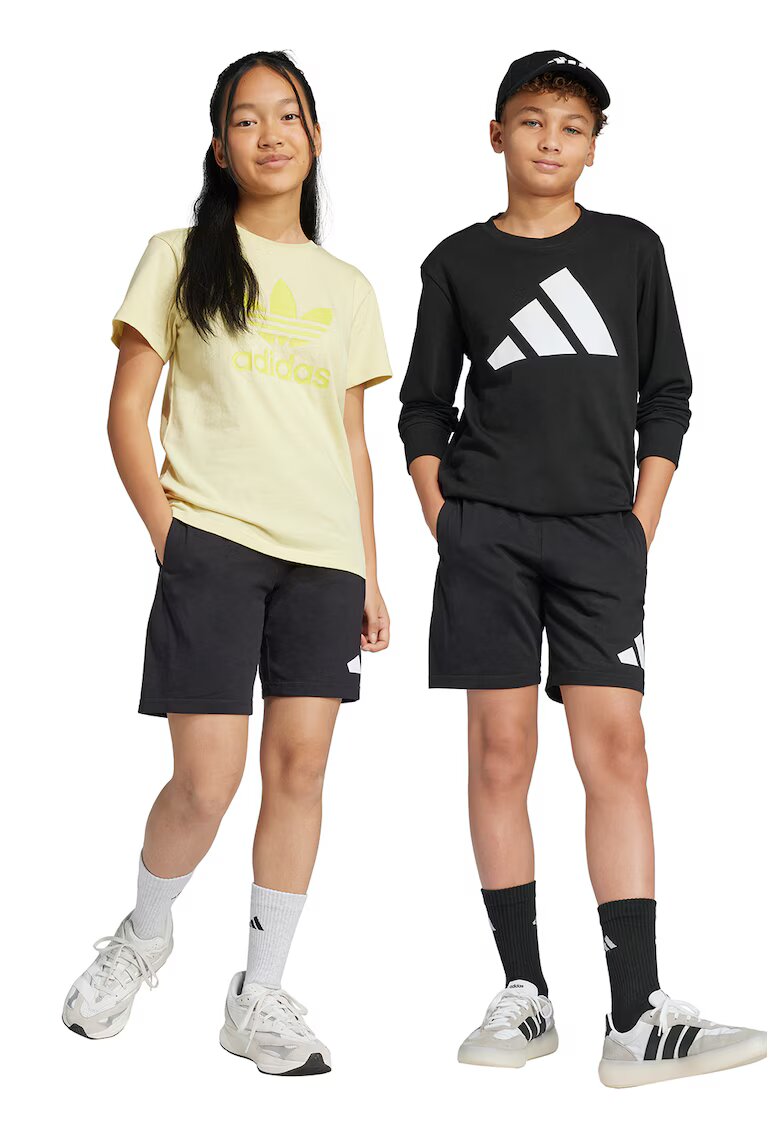 ADIDAS SPORTSWEAR Bermude cu imprimeu logo - Alb/Negru