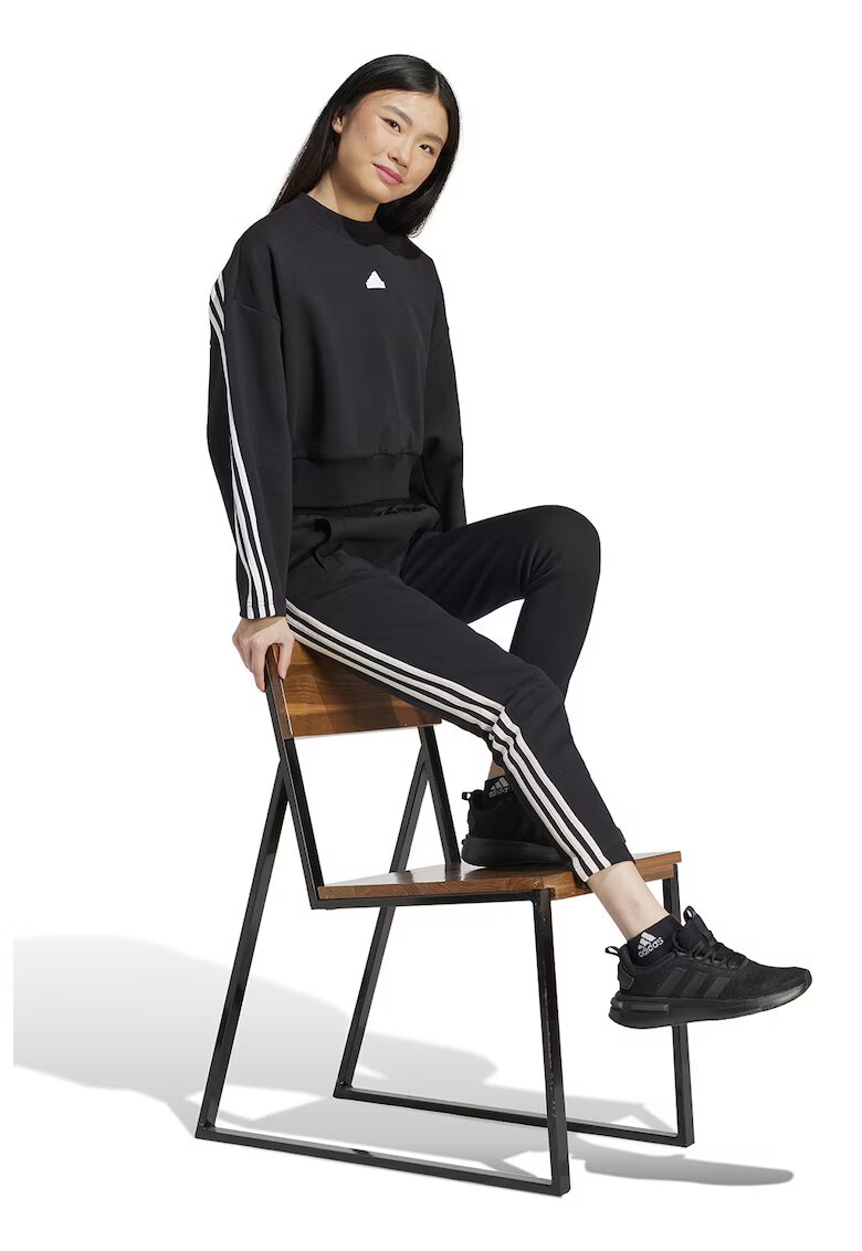 ADIDAS SPORTSWEAR Bluza de trening crop cu decolteu la baza gatului - Alb/Negru