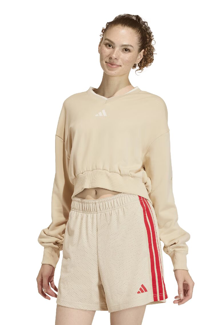 ADIDAS SPORTSWEAR Bluza de trening cu croiala crop si decolteu in V Stadium - Bej