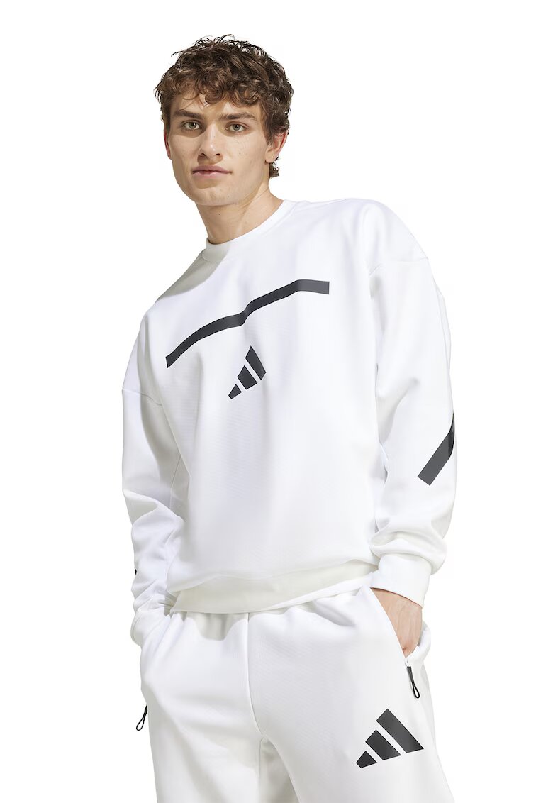 ADIDAS SPORTSWEAR Bluza de trening cu decolteu la baza gatului si maneci cazute Z.N.E. - Alb/Negru