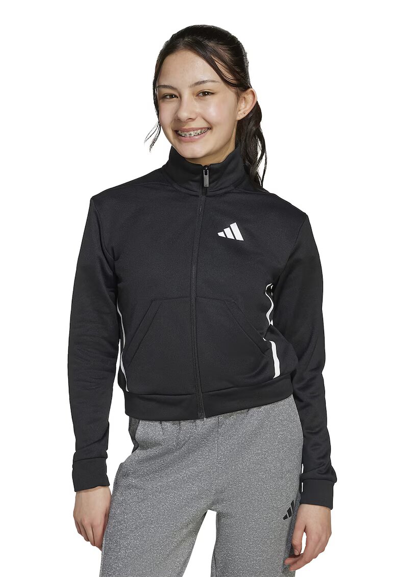 ADIDAS SPORTSWEAR Bluza de trening cu fermoar si guler mediu - Alb/Negru