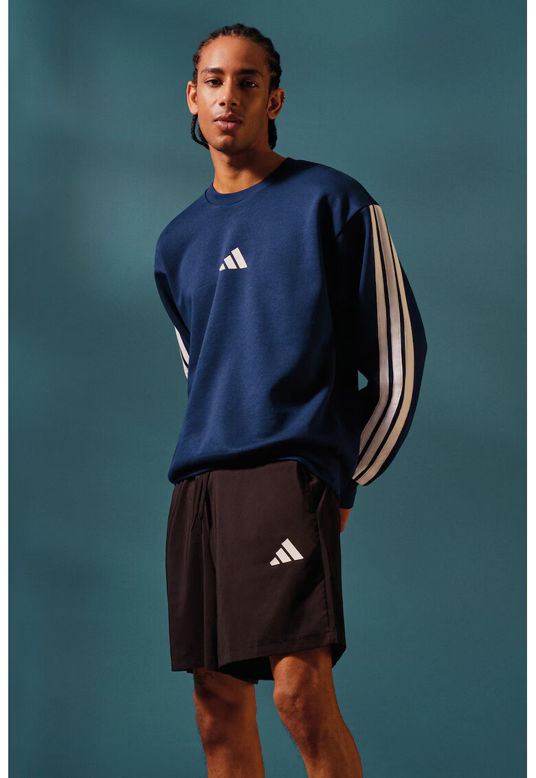 ADIDAS SPORTSWEAR Bluza de trening din amestec de bumbac cu detaliu monograma - Alb/Albastru inchis