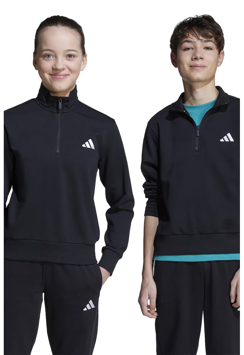 ADIDAS SPORTSWEAR Bluza de trening din amestec de bumbac cu fenta cu fermoar - Negru