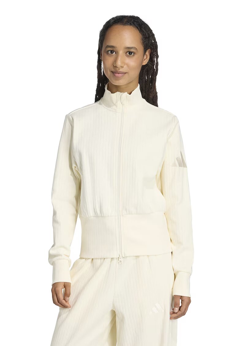 ADIDAS SPORTSWEAR Bluza de trening din amestec de bumbac cu fermoar - Crem