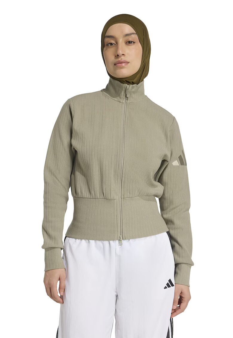 ADIDAS SPORTSWEAR Bluza de trening din amestec de bumbac cu fermoar - Kaki