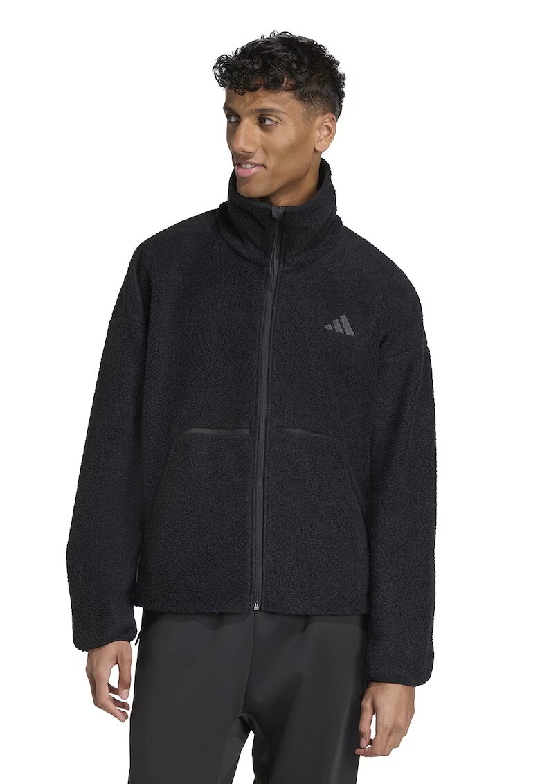 ADIDAS SPORTSWEAR Bluza de trening din fleece cu buzunare - Negru