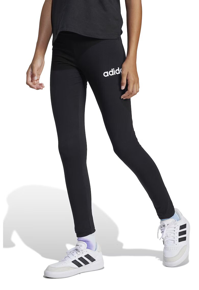 ADIDAS SPORTSWEAR Colanti cu imprimeu logo discret - Alb/Negru