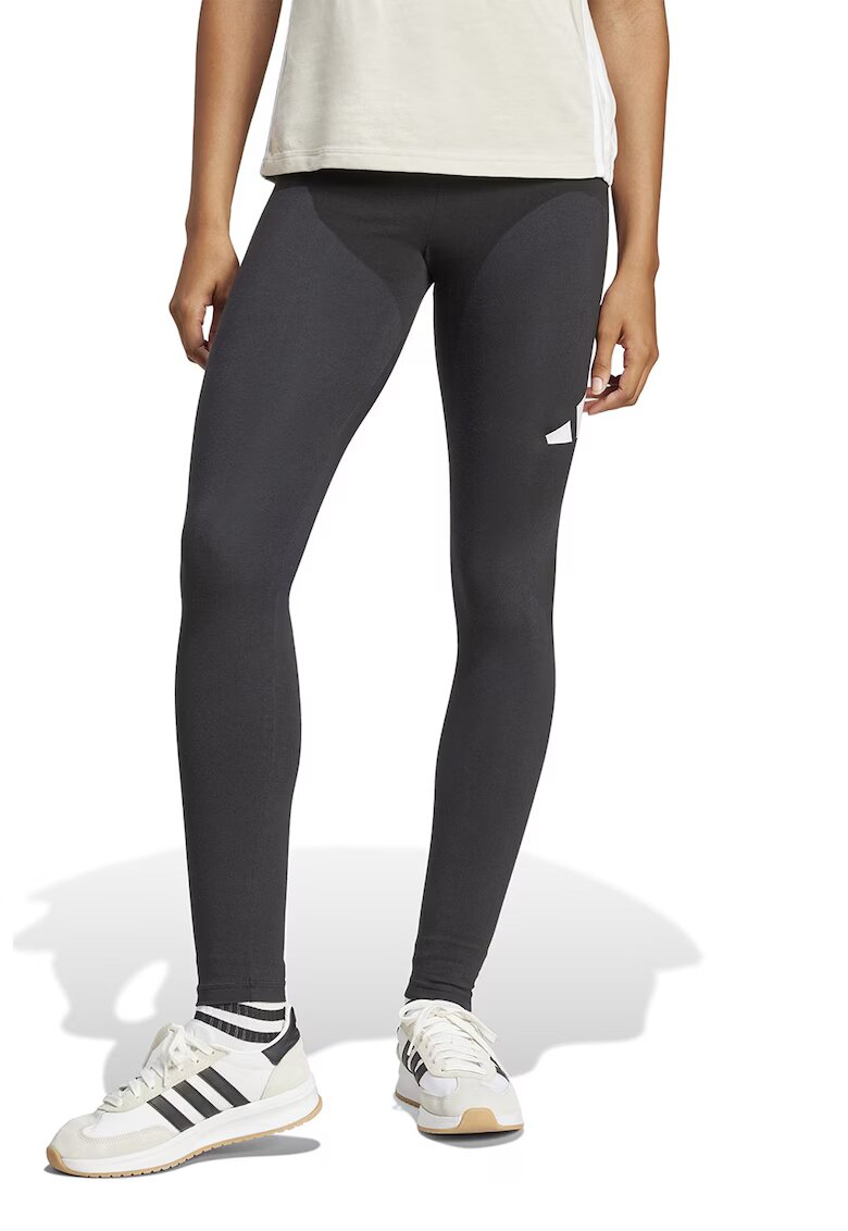 ADIDAS SPORTSWEAR Colanti cu talie inalta si logo - Negru/Alb optic