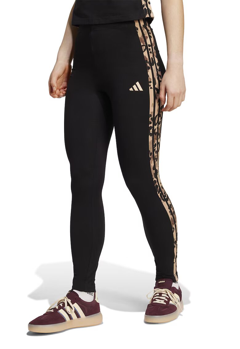 ADIDAS SPORTSWEAR Colanti din amestec de bumbac cu detaliu logo - Negru/Maro camel