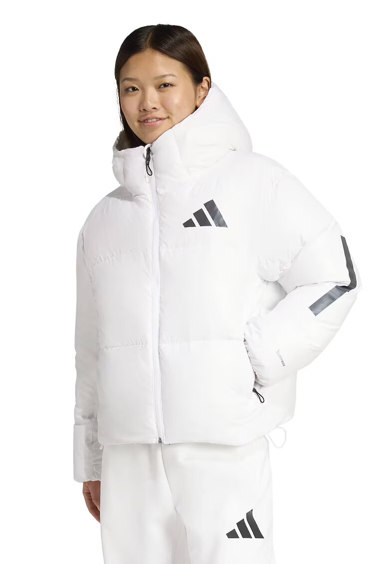 ADIDAS SPORTSWEAR Geaca cu vatelina si guler inalt - Negru/Alb optic