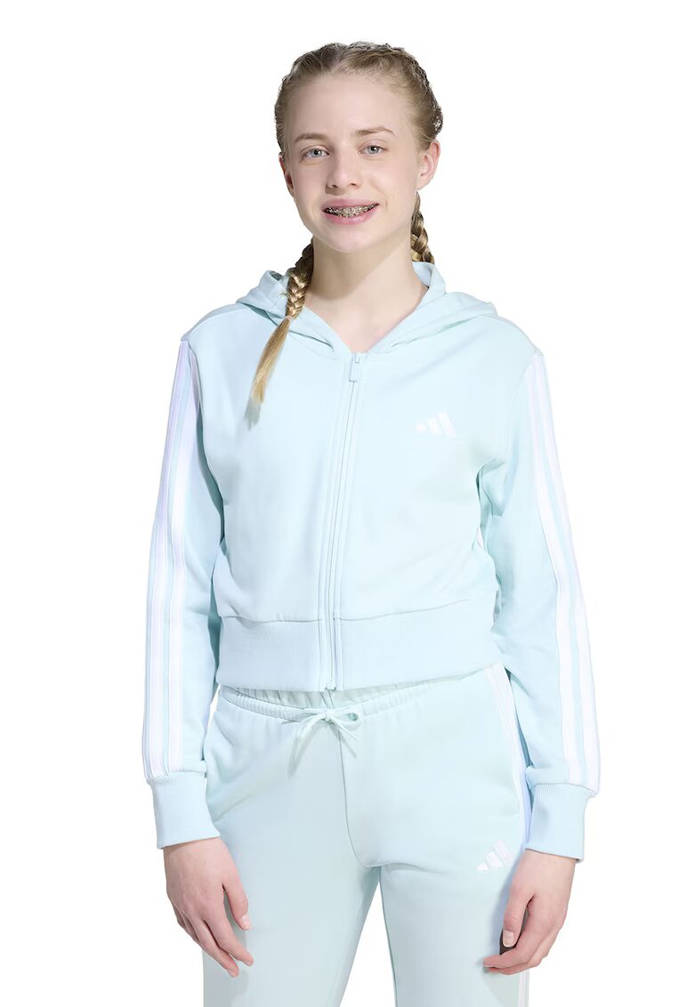 ADIDAS SPORTSWEAR Hanorac crop cu fermoar - Alb/Albastru glaciar