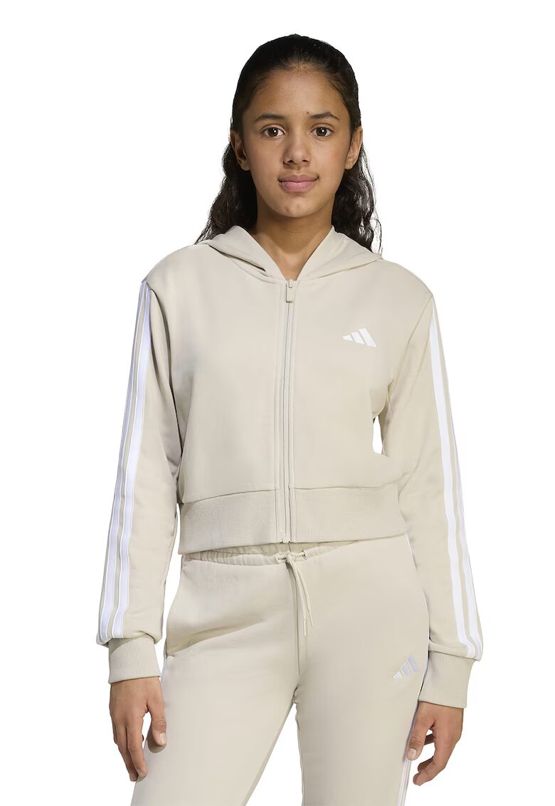 ADIDAS SPORTSWEAR Hanorac crop cu fermoar - Alb/Bej deschis