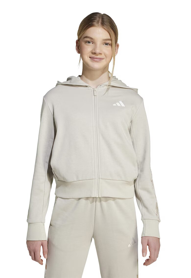 ADIDAS SPORTSWEAR Hanorac cu benzi laterale cu model - Alb/Caramel/Bej deschis
