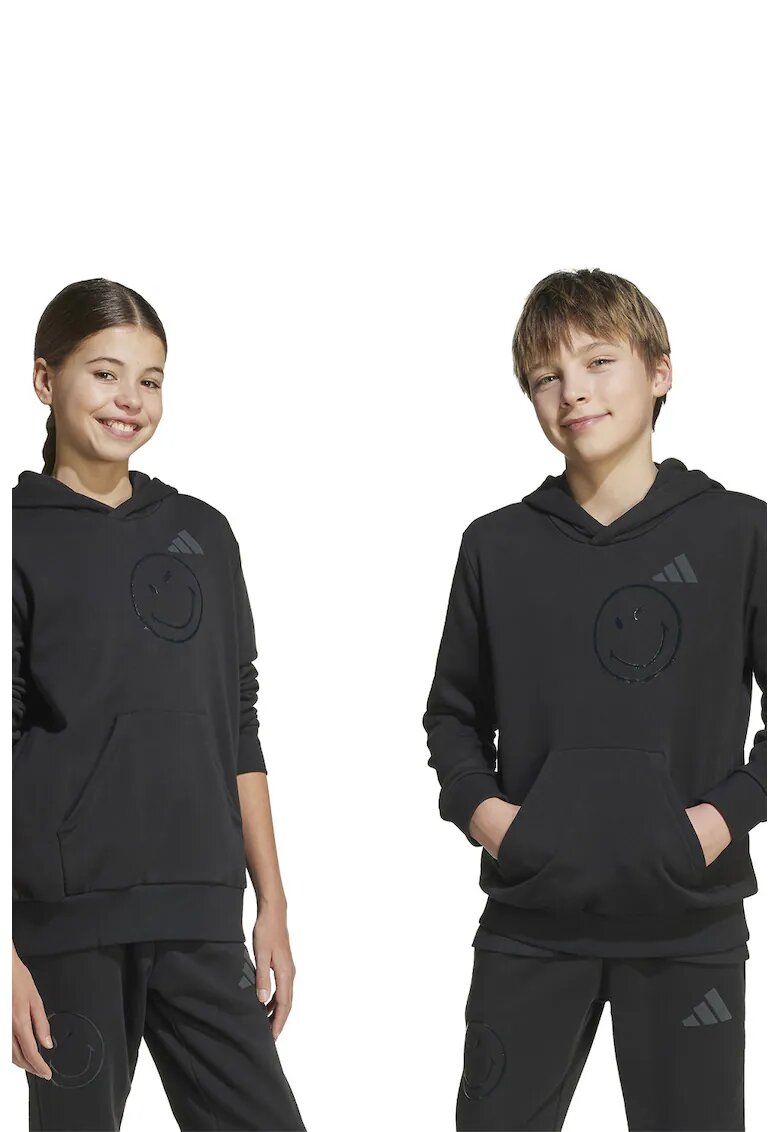 ADIDAS SPORTSWEAR Hanorac cu buzunar kangaroo si fata zambitoare - Negru