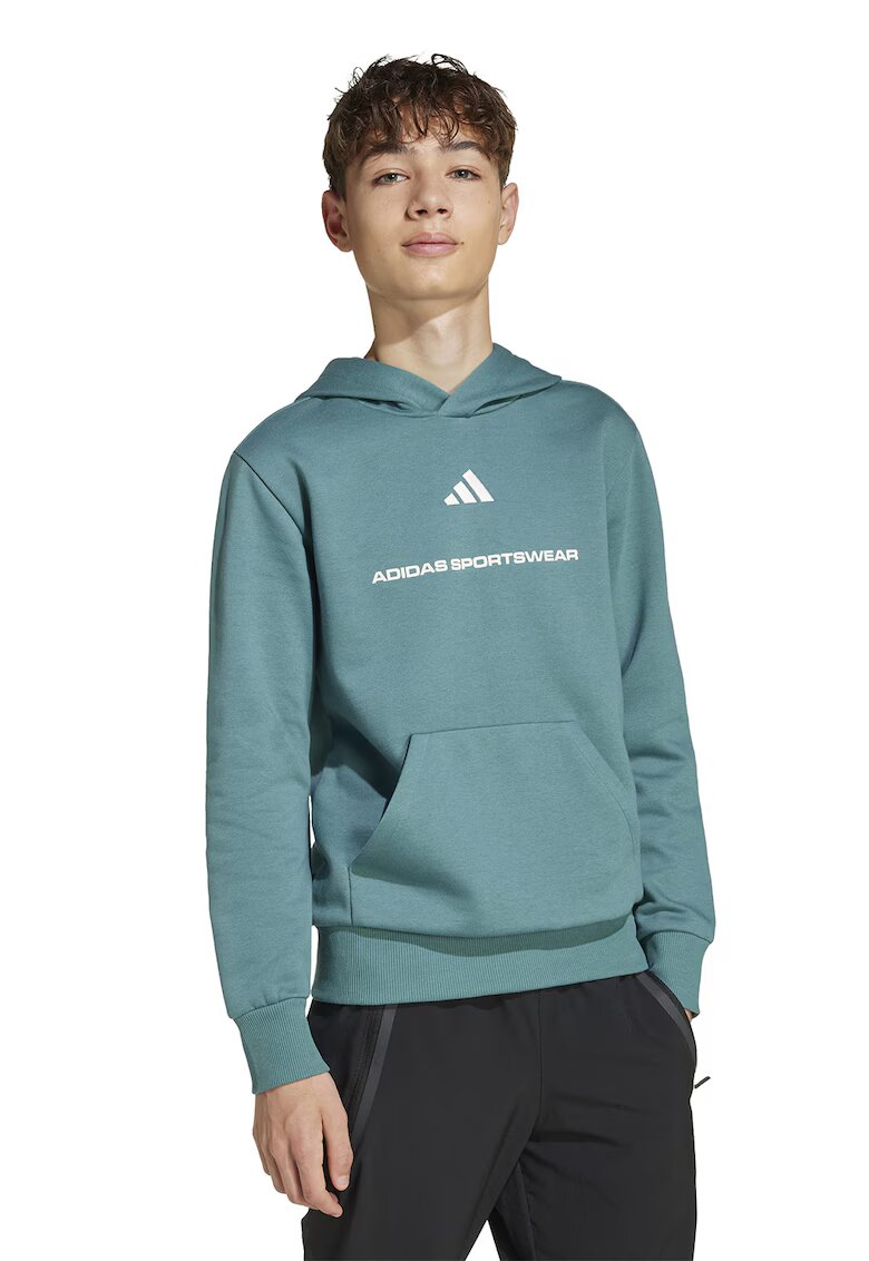 ADIDAS SPORTSWEAR Hanorac cu buzunar kangaroo si imprimeu logo - Verde persan