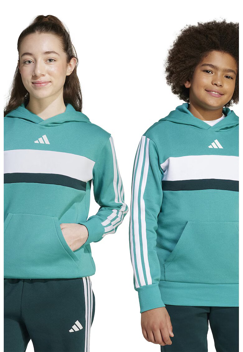 ADIDAS SPORTSWEAR Hanorac cu buzunar kangaroo si logo - Alb/Verde deschis