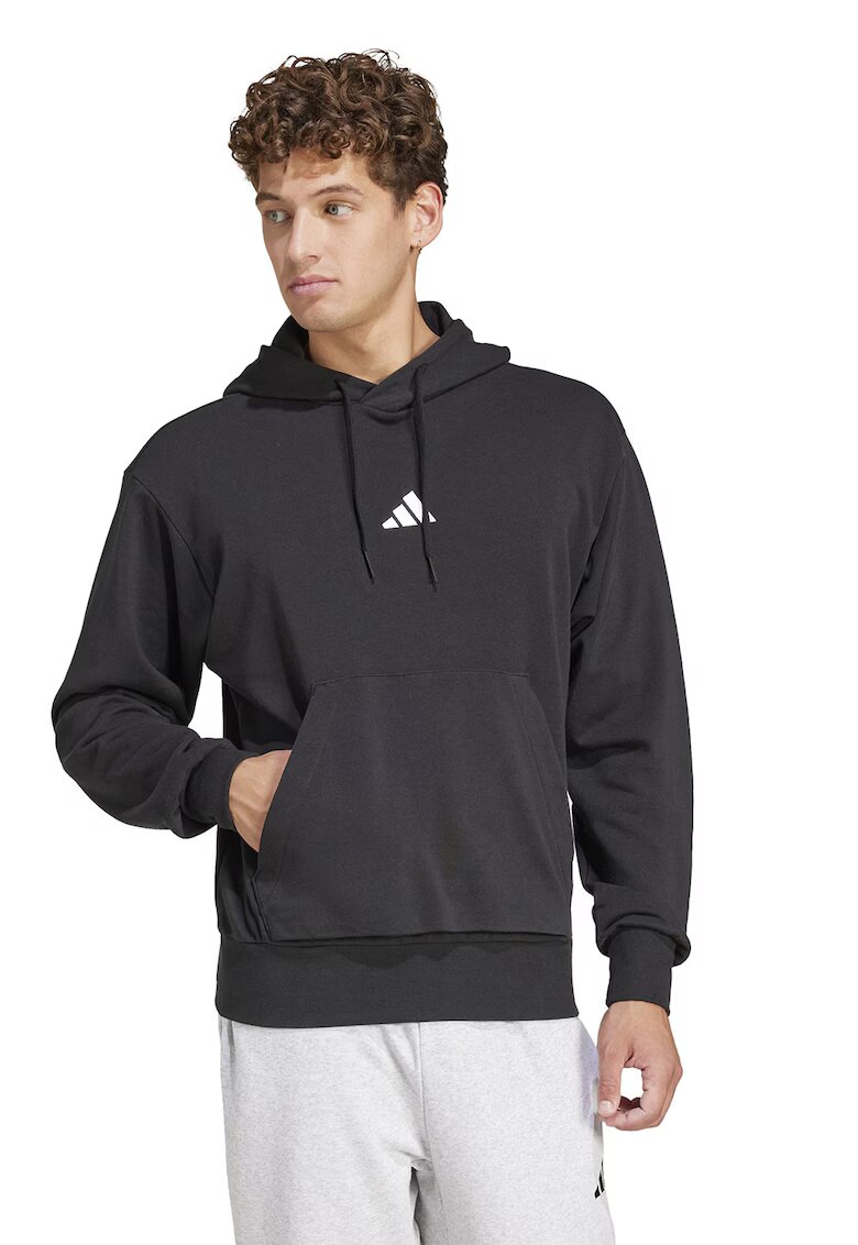 ADIDAS SPORTSWEAR Hanorac cu buzunar kangaroo si snur de ajustare - Alb/Negru