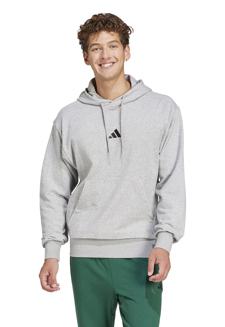 ADIDAS SPORTSWEAR Hanorac cu buzunar kangaroo si snur de ajustare - Negru/Gri deschis