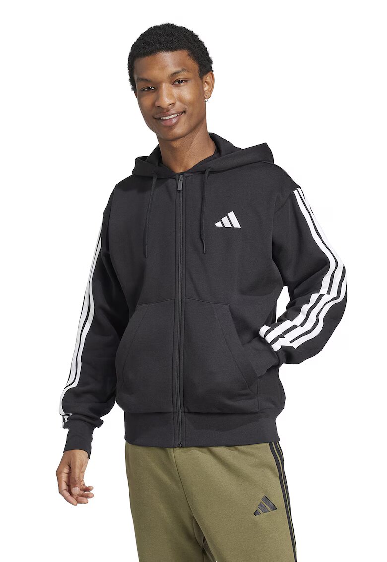 ADIDAS SPORTSWEAR Hanorac cu buzunare frontale si fermoar - Alb/Negru