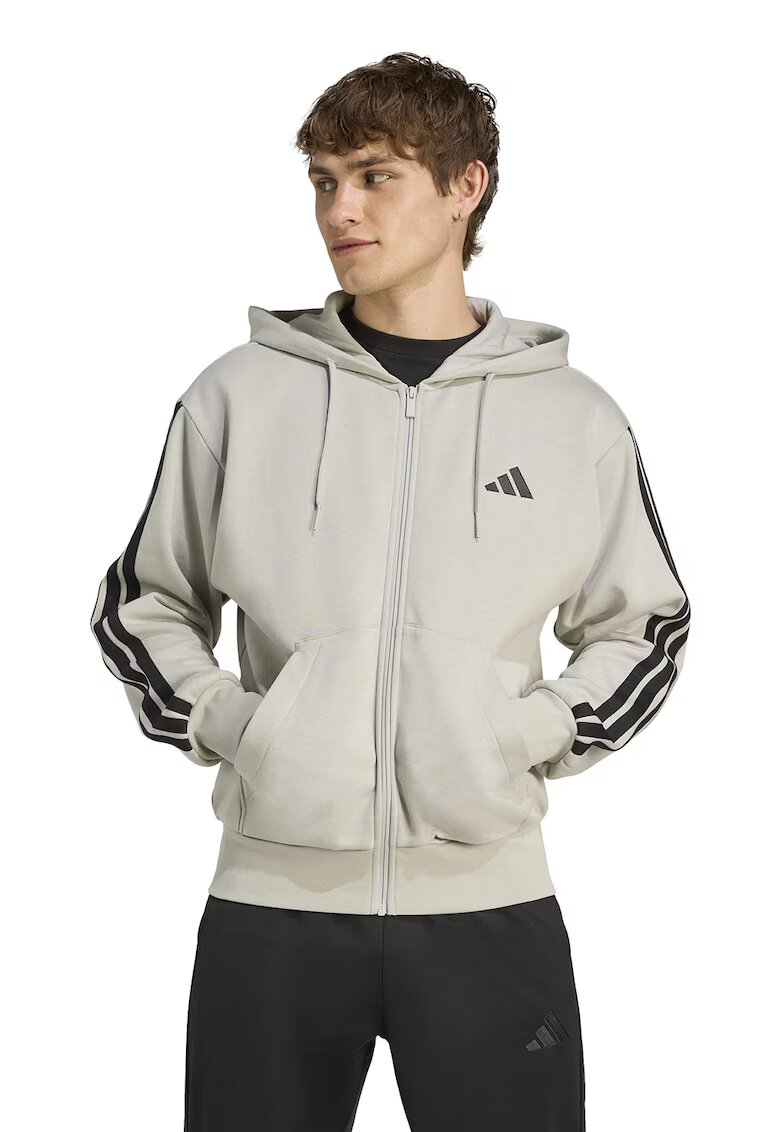 ADIDAS SPORTSWEAR Hanorac cu buzunare frontale si fermoar - Negru/Maro nisip