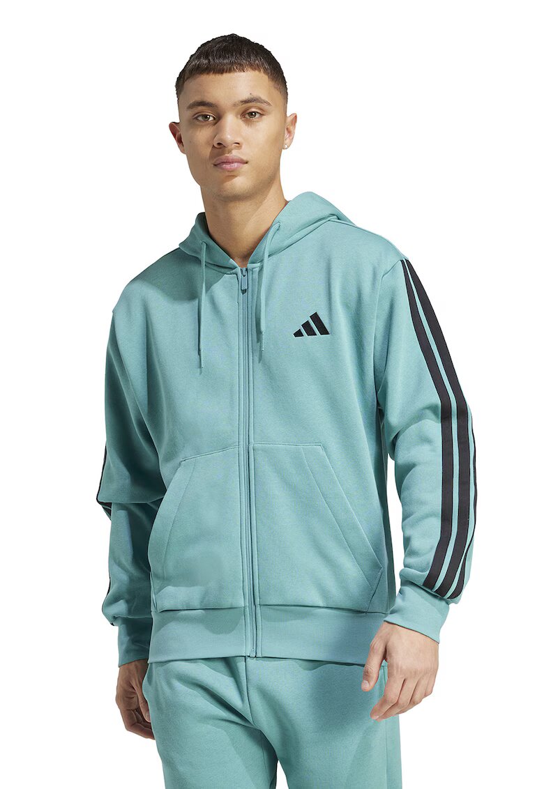 ADIDAS SPORTSWEAR Hanorac cu buzunare frontale si fermoar - Negru/Turcoaz